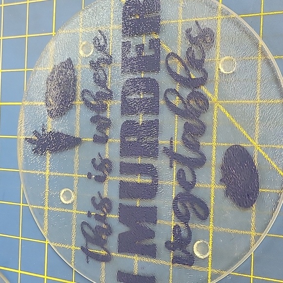 Blue Vinyl Vegetable Trivet Cutting Board 8" - Picture 2 of 2